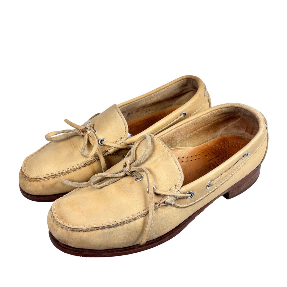 VTG Cole Haan Leather Loafers Boat Shoes Tan Moccasin Preppy Made‎ in USA 8.5 M